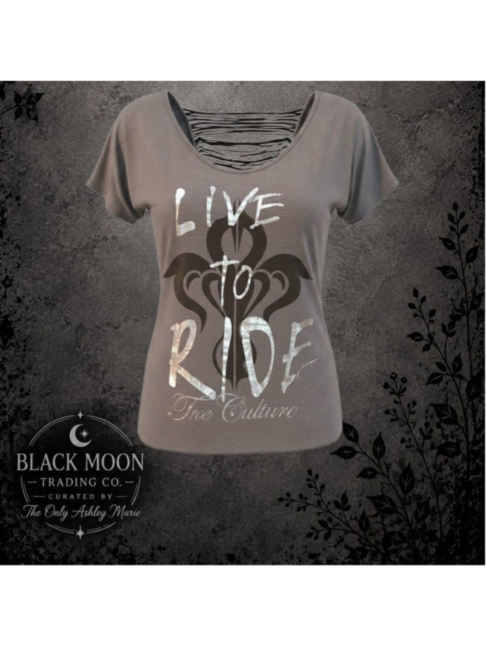 Tru Culture Clothing Co Live to Ride Graphic Top Size L Cutout Back